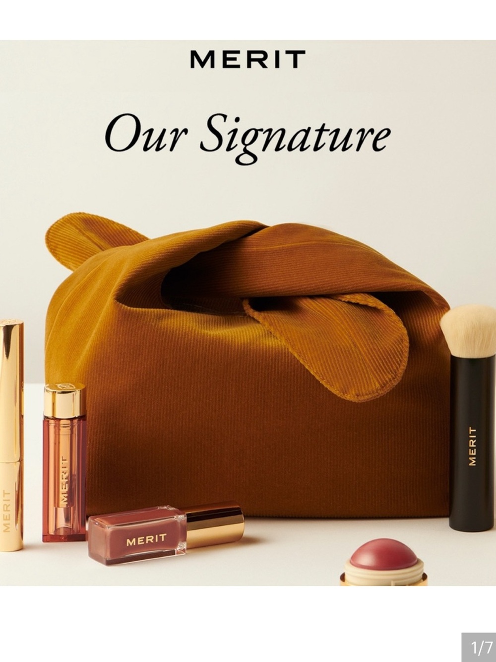 NWT MERIT Signature Corduroy Cosmetic Pouch in Mustard